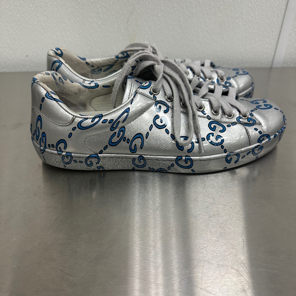 Gucci Ace GG Ghost Sliver Sneaker Trainers Size (6 Gucci) (7 US) Men's